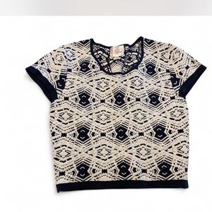 Parker Navy and White Patterned Crop‎ Top Size XS